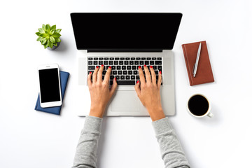 Woman working on laptop
