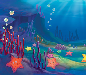 Underwater. Marine Landscape Background