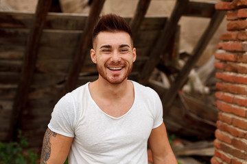 Fototapeta premium Attractive guy with white t-shirt