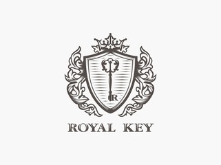 Modern vector professional sign logo royal key