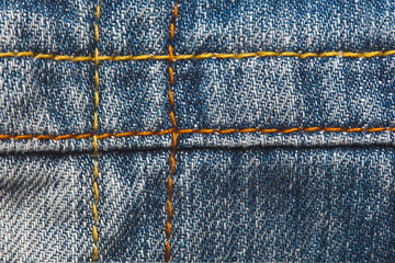 closeup texture thread and stitch denim pants