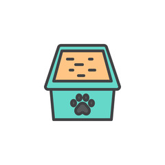 Cat box filled outline icon, line vector sign, linear colorful pictogram isolated on white. Litter box, pet sandbox symbol, logo illustration. Pixel perfect vector graphics