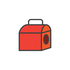 Pet carrier filled outline icon, line vector sign, linear colorful pictogram isolated on white. Symbol, logo illustration. Pixel perfect vector graphics