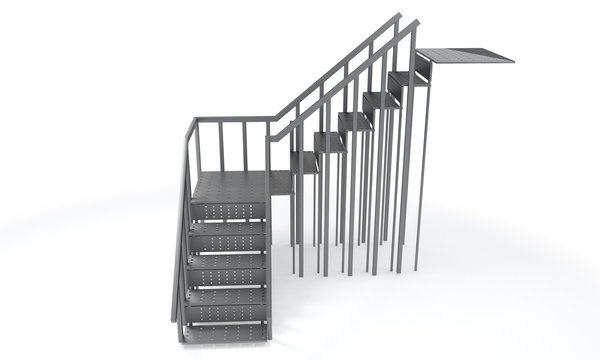 Metal frame ladder on a white background, 3d rendering