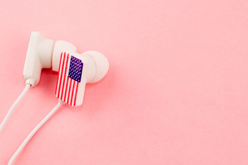 Headphones on a pink background