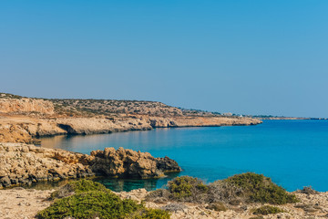 Fototapeta na wymiar View of the blue sea. Cyprus