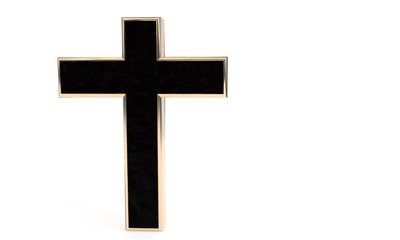 Gold plated cross of background, 3d rendering