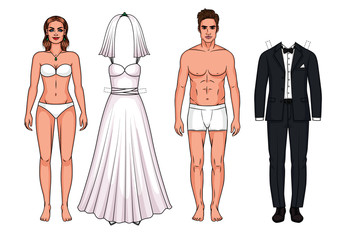 paper doll wedding