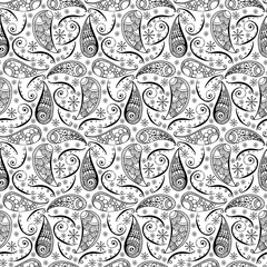 Fototapeta premium Seamless pattern of hand draw style, doodle, zentangl, India on a white background