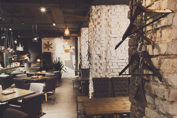 Interior of modern restaurant, loft style