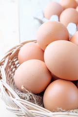fresh chicken egg on wooden background