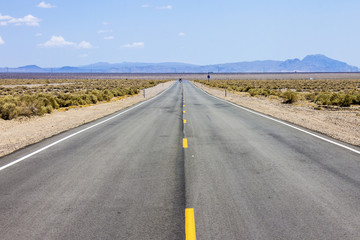 One of the roads that crosses Death Valley National Park, a desert valley located in Eastern California and one of the hottest places in the world