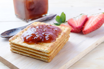 Crackers with jam Strawberry