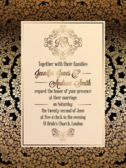 Vintage baroque style wedding invitation card template.