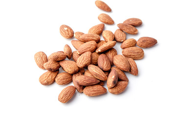Almonds on White background