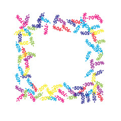 Sale Banner Confetti. Vector Falling Discount Prices -10, -20, -30, -40, -50, -70, -90 Sticker. Holidays Shopping Promotion Ads. Rebate Badge, Price Discount Cool Sale Banner, Border or Frame