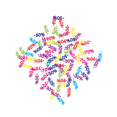 Sale Banner Confetti. Vector Falling Discount Prices -10, -20, -30, -40, -50, -70, -90 Sticker. Holidays Shopping Promotion Ads. Rebate Badge, Price Discount Cool Sale Banner, Border or Frame
