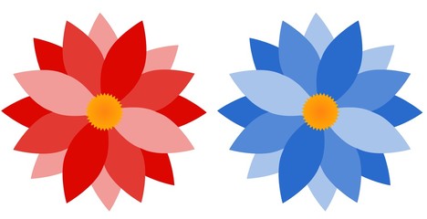 Flores vermelha e azul