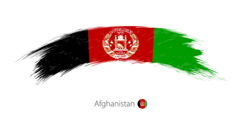 Flag of Afghanistan in rounded grunge brush stroke.