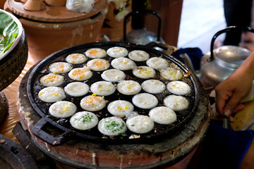 Coconut milk mix sugar and flour Thai dessert