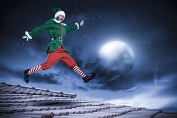 winter night and christmas elf 
