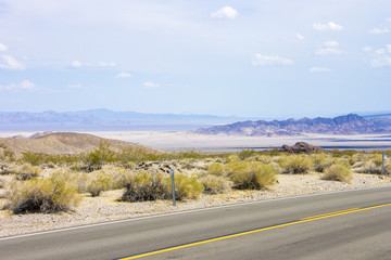 One of the roads that crosses Death Valley National Park, a desert valley located in Eastern California and one of the hottest places in the world