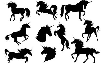 Unicorn Silhouettes Vector