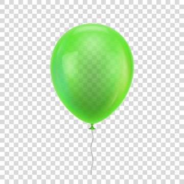 Green realistic balloon. Green ball isolated on a transparent background for designers and illustrators. Balloon as a vector illustration