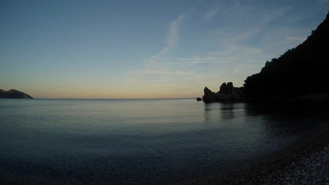 evening bay, almost calm, Mediterranean Sea, Lycian trail, mountains