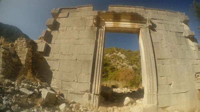ruins of a Roman Temple Doorway, two thousand-year-old city of Olympos Lycia, Lycian trail, Marcus Aurelius