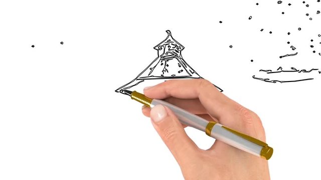 Mokhovaya (Moss) Tower of Sumskoy Stockaded Fort. Snowfall. Drawing 