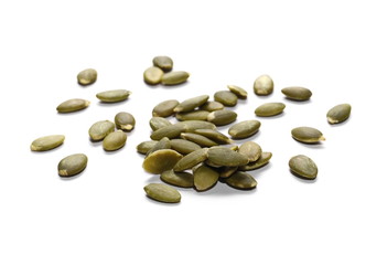 Pumpkin seeds isolated on white background