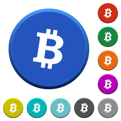 Bitcoin digital cryptocurrency beveled buttons