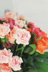 The roses and carnations backgrounds. Copy space