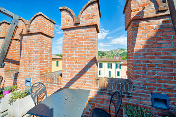 happy hour on bastions of medieval castle