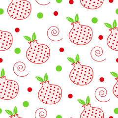 seamless pattern with Christmas pomegranate - Christmas vector illustration