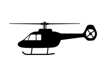 Black helicopter vector icon on white background