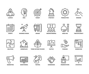 Line icons about business process