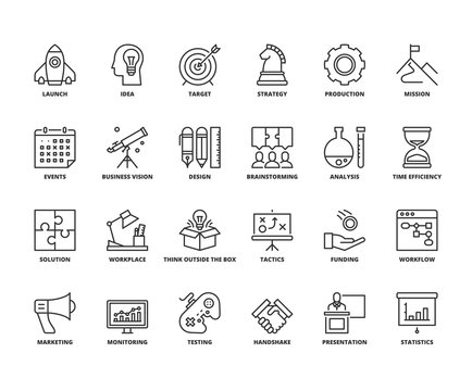 Line icons about business process