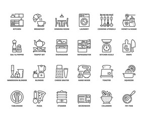 Line icons about kitchen