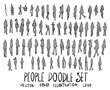 Set of People illustration Hand drawn doodle Sketch line vector eps10