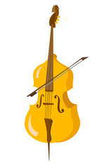 Classic cello with bow vector cartoon illustration isolated on white background. © Visual Generation