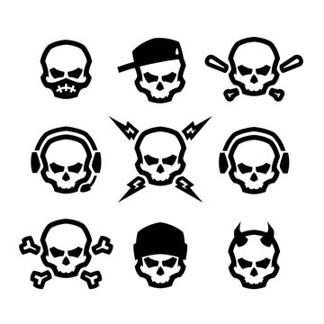 Set of skulls logo, symbol, sign.