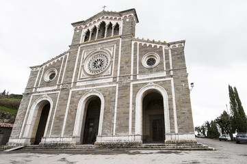 Fototapeta na wymiar Church of Santa Margherita - Cortona, Arezzo, Italy. Basilica of Santa Margherita is a Neo-gothic style, Roman Catholic church, located just outside the Tuscan town of Cortona, Italy