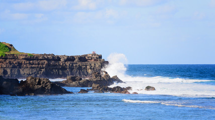 Mauritius island, gris-gris beach  wihere spectacular waves crashing on the cliff.
