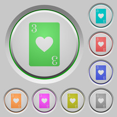 Three of hearts card push buttons