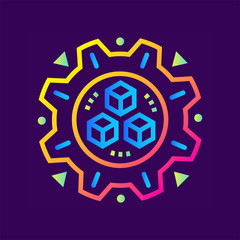 Linear icon Automated solution. Data science technology and machine learning process. Suitable for print, website and presentation