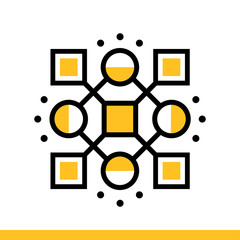 Outline icon Algorithms, Pattern Recognition. Data science technology and machine learning process. Suitable for print, website and presentation