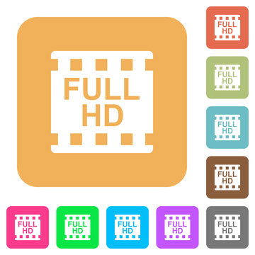 Full HD movie format rounded square flat icons
