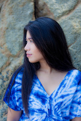 Fototapeta premium portrait sexy Asian woman posing on the beach for relax 